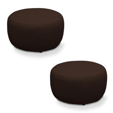 Imagem de Kit 2 Puffs Decorativos Mariele Sala De Estar Pés Em Madeira Couro Marrom Chocolate G88 - Gran Belo
