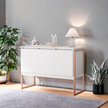 Imagem de Buffet 3 Portas Moderno Amsterdam - Branco Cobre Branco Cobre