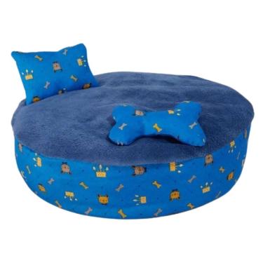 Imagem de Cama Bola 50 Cm Para Cachorros E Gatos Caminha Pet Cor:azul