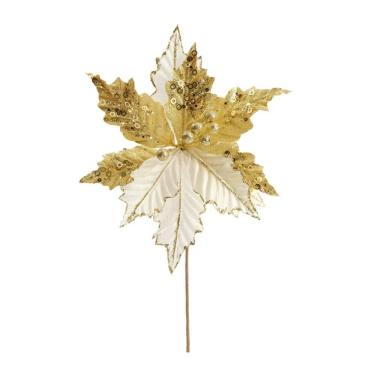 Imagem de Flor Decorativa Poinsetia Bege 30cm - 1 Unidade
