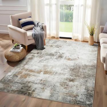 Imagem de COZYLOOM Tapete para sala de estar, 20 x 25 cm, moderno, abstrato, lavável, resistente a manchas, fácil limpeza, tapete macio, para quarto, camada baixa, antiderrapante, para escritório, apartamento,