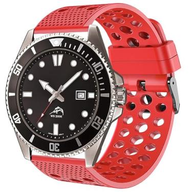 Imagem de Compatível com pulseiras Casio MDV106-1A, pulseira esportiva de silicone Lamshaw de 22 mm com fivela de metal compatível com relógio Casio série MDV106, tamanho único, metal, 1