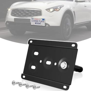 Imagem de Suporte de placa de licença sem perfuração gancho de reboque moldura antirroubo compatível com Nissan Pre-LCI 370Z ou todos os 370Z, Juke, Rogue (X-Trail), Infiniti FX35 FX37 FX50 QX70, JX35 QX60, Q60