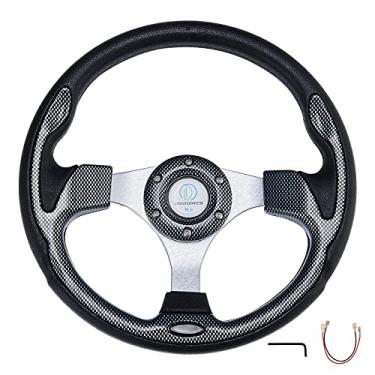Imagem de Universal Racing Steering Wheel for Golf Cart, Aluminum with Horn Button for Car, 12.5”/320mm 6 Bolts Grip Vinyl Leather，black&carbon fiber Y