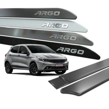 Imagem de Friso Lateral Porta para Argo 2017 a 2026 Ponta Facao com Nome Cromado