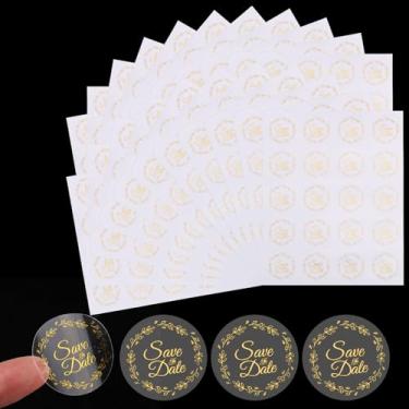 Imagem de beinkmake 400 peças de adesivos de casamento transparentes para guardar a data, selo de envelope personalizado folha dourada para caligrafia, chá de panela, aniversário 3,18 cm