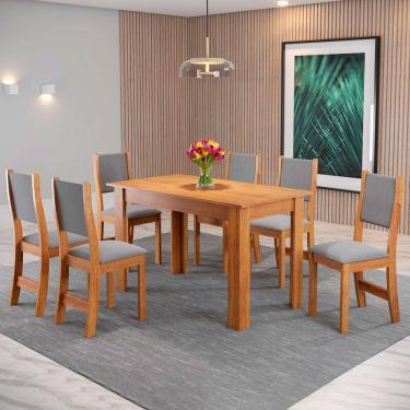 Imagem de Mesa de Jantar 6 Lugares Valentina Marrom/Veludo Cinza - Pnr Móveis