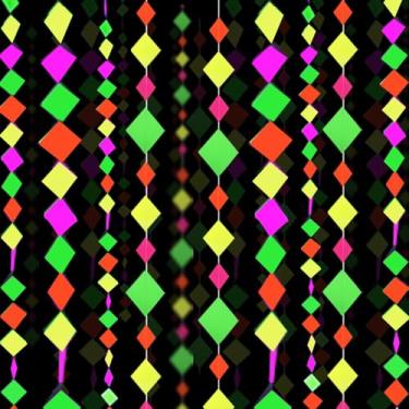 Imagem de Flâmulas neon de 37,2 m, guirlanda que brilha no escuro, blocos de pendurar, enfeites de papel para pendurar, luz negra, fluorescente, reativa, luz negra, kit de festa neon que brilha, suprimentos de