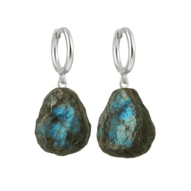 Imagem de Brinco de Argola Labradorita - Cristal Natural, Prata 925