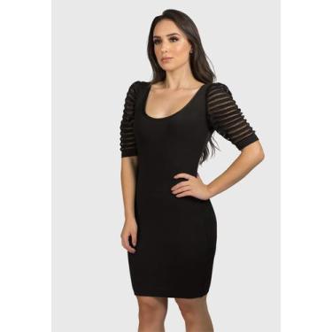 Imagem de Vestido de Festa Curto Paola Lurex Tricot Livora Preto Cor:PretoTamanh