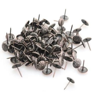 Imagem de Caishun 100 peças de móveis vintage de latão com estampa de margarida, pregos, decorativos, 11 x 17 mm, pino de sofá DIY adequado para madeira