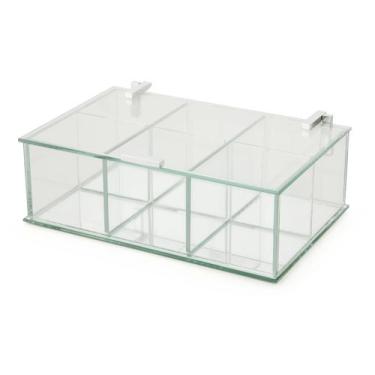 Imagem de Caixa Organizadora Vidro Espelhado Alumínio 6 Divisórias - Forma