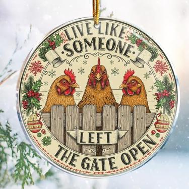 Imagem de Decorações de Natal - acrílico de 9 cm - presentes impertinentes mordaçosos - elefante branco - meias (frango vive como alguém deixou o portão aberto 1 - Fazendeiro divertido e travesso adulto hilário