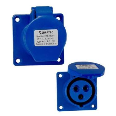 Imagem de Tomada de Embutir Industrial - 220V Azul - SIBRATEC, 3P+N+T de 9H - 22