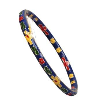 Imagem de Only My Live Home Pulseira fina esmaltada vintage Cloisonne, pulseiras coloridas artesanais tradicionais chinesas ICH para acessórios femininos, Inner Diameter 2.36 inch wide 0.12 inch about