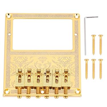 Imagem de QANYEGN Placa de ponte de guitarra elétrica, slot de captadora Humbucker de ponte de guitarra, ponte de guitarra para TL Guitars Electric de Telecaster (Branco ouro)