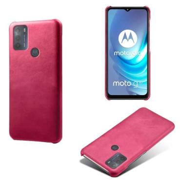 Imagem de Capa para MOTO G50,Proteção contra quedas,Casca de volta de cor sólida simples,Design de couro de imitação de plástico-Rose