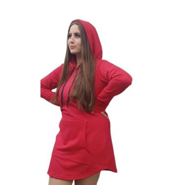Imagem de Vestido Blusão de Moletom Feminino - Manchur, Vermelho, G
