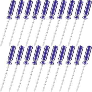 Imagem de Lothee Pacote com 20 mini chaves de fenda de 3,0 mm, cabeça chata de 5,12" (130 mm) de comprimento, chave de fenda de precisão com alça antiderrapante para conserto de pequenos eletrodomésticos
