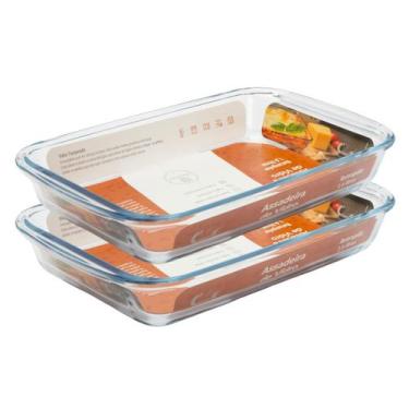 Imagem de 2 Peça Travessa Refratária Vidro 1,6L Sobremesa Bronwnie Festas - Casa