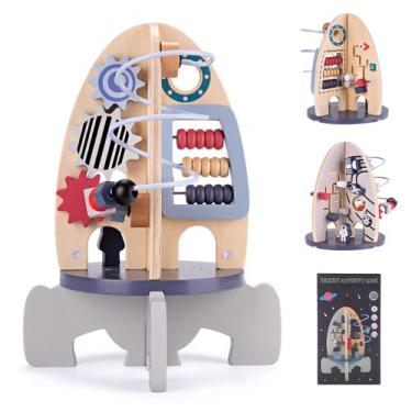 Imagem de Cubo de atividades Wdmiya Space Wooden para bebês de 6 a 18 meses