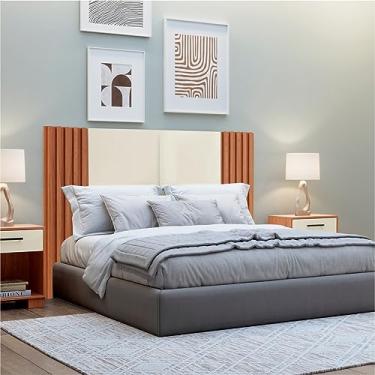 Imagem de Cabeceira Ripada 165cm Dalla Costa - Off White/Freijó