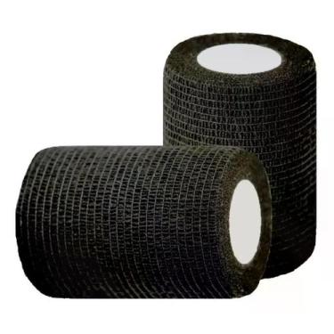 Imagem de Kit 2 Bandagem Elástica Flexivel Autoaderente 10cmx4,5m - FWC, Preto