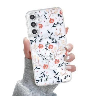 Imagem de QLTYPRI Capa para Samsung Galaxy A15 5G, compatível com Magsafe, capa de telefone com flores florais fofas estéticas, capa magnética transparente antiamarelamento à prova de choque para mulheres e