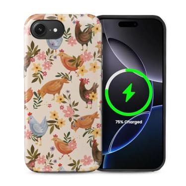 Imagem de Toulas Capa para iPhone 16e, [compatível com MagSafe], capa dura de camada dupla híbrida resistente a arranhões, galinha de flor
