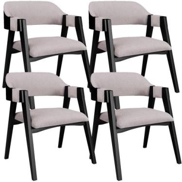 Imagem de Kit 4 Cadeiras Sala De Jantar Estar Living Estofada Suran L02 Preto Li