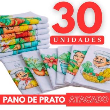 Imagem de Pano De Prato Atacado Bainha Estampado 100 Algodão 43x70cm Revenda Kit