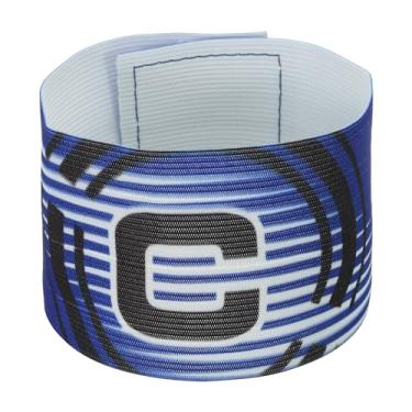 Imagem de Braçadeira de Capitão C de futebol de 30 x 6 cm, pulseira elástica de nylon unissex ajustável para treinamento de times de jovens e adultos, azul