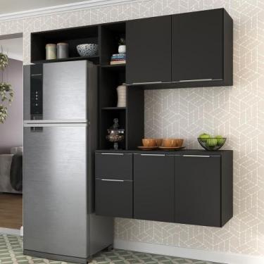 Imagem de Cozinha Compacta com Armário e Balcão Multimóveis Preta - MULTIMOVEIS