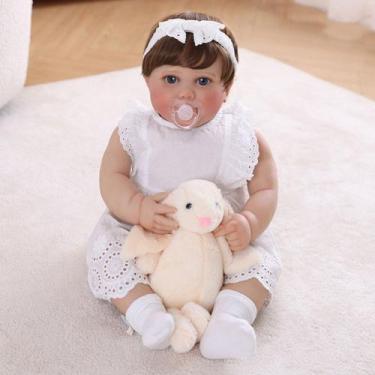 Imagem de Boneca Bebê Reborn Brastoy Realista 60cm Silicone Conjunto de Roupa Ch
