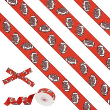 Imagem de Fita de gorgorão de futebol com glitter – Fita vermelha de futebol americano de 10 metros, fita de torcida para artesanato, costura, grinaldas e decorações de festa esportiva (vermelha)
