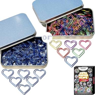 Imagem de Clipes de papel de coração, 100 peças de clipes de marcador de livro de coração fofos, clipes de papel em forma de coração de amor, presentes de Natal para dia dos namorados (azul ou colorido)