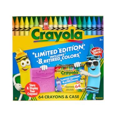 Imagem de Crayola 64 giz de cera, com edição limitada de cores e estojo de plástico, conjunto de colorir, presente para crianças a partir de 3 anos