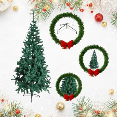 Imagem de Árvore de Natal Artificial Verde, 1,80m de Altura, 720 Galhos, Base de Ferro, PVC Durável, 1m de Diâmetro, Montagem Fácil, Decoração Natalina