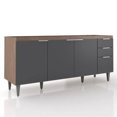 Imagem de Balcão Para Pia 180cm Sem Tampo Pérola Z34 Freijó/grafite - Mpozenato