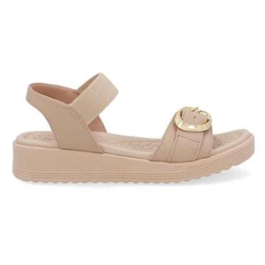 Imagem de Sandália Usaflex Feminina Salto Anabela Fivela Couro Casual UD13002-Feminino