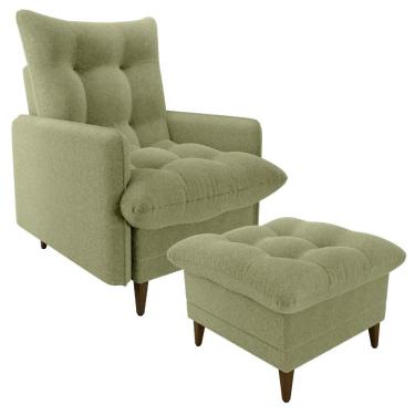 Imagem de Poltrona De Amamentaçao E Puff Montreal Boucle F494 Milani Store Oliva