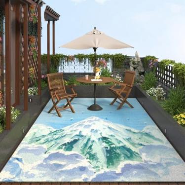 Imagem de Tapetes de pátio ao ar livre, plástico impermeável, 15 x 17 cm, floral, impermeável, à prova de umidade, não apodrece, tapetes duráveis para quintal, varanda, deck, fácil limpeza e retardador de fogo