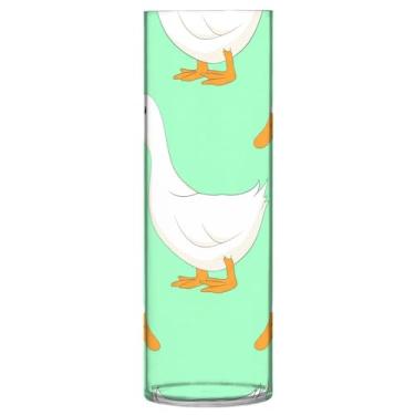 Imagem de JUZIHAI Vaso com padrão de pato para flores, 9,9 cm x 30 cm, cilindro de plástico, moderno, vaso de flores para centro de mesa de casamento, decoração de casa