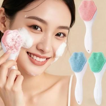 Imagem de 2 peças de escova de limpeza facial de silicone de cor aleatória, ferramenta de remoção de cravos, escovas faciais esfoliantes de limpeza profunda