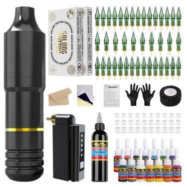 Imagem de Pistola de tatuagem sem fio Solong Tattoo Gun Kit completo sem fio