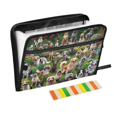 Imagem de Pasta organizadora de arquivos sanfonada para cães fazendo cocô no jardim para tamanho carta e tamanho A4 para material de escritório escolar