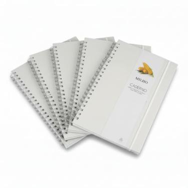 Imagem de Caderno de Anotações Espiral com Elástico, Capa Papel Reciclado, 70 Folhas Pautadas, 21x15cm, com Suporte para Caneta, não acompanha caneta (5, Milho)
