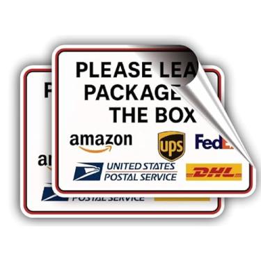 Imagem de Authntcestore - Pacote com 2 adesivos Leave Packages Here, placas de vinil com instruções de entrega à prova d'água – 20 x 7,6 cm