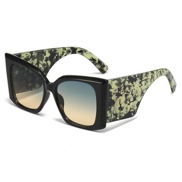 Imagem de Óculos de Sol UV400 - Cor Jelly, Tamanho Grande, Hastes Largas, para Homens e Mulheres, Esportes ao Ar Livre, Corrida e Ciclismo, Preto e Verde