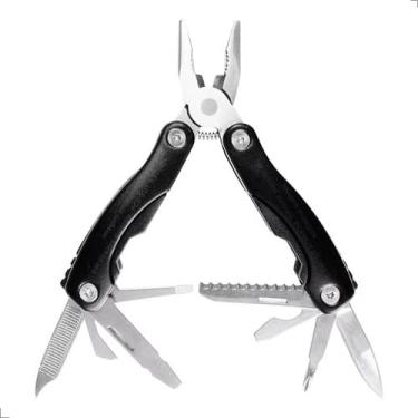 Imagem de Mini Alicate tipo canivete suíço multifunção de 9,8 cm de aço inoxidável, ideal para pesca, acampamento e sobrevivência, faca premium, serra, abridor, para atividades ao ar livre e táticas.